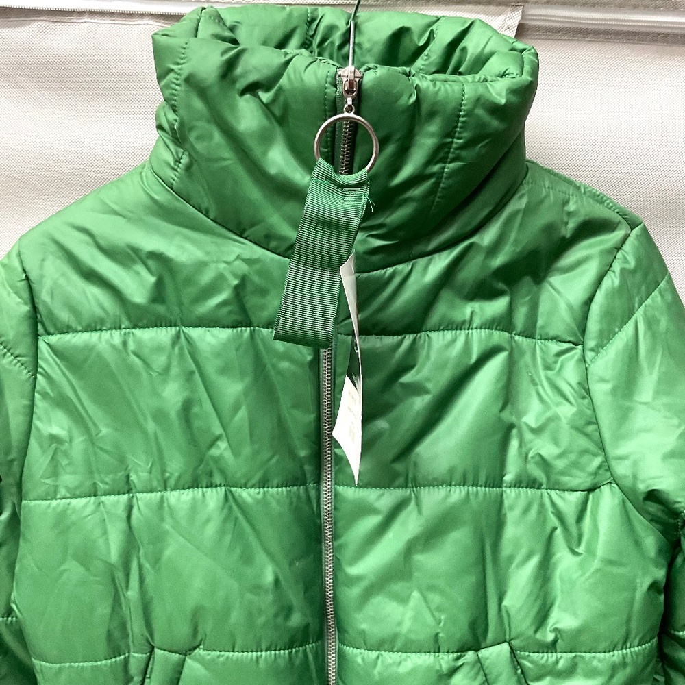 Green Cropped Puffer Jacket NWT – Oversized Ring Zip, High Neck, Y2K Streetwear - Picture 2 of 14